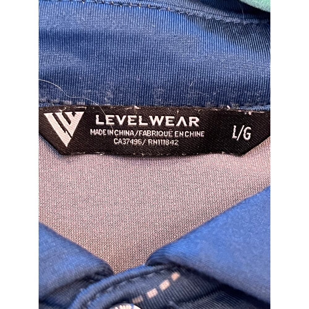Levelwear Men's Large Blue Golf Polo Shirt 3 Button Short Sleeve Athletic Casual - Picture 3 of 8